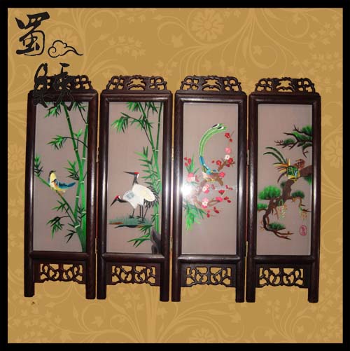 四折小屏梅兰竹菊彩色